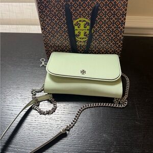 Tory Burch Mint Green Chain Strap Crossbody